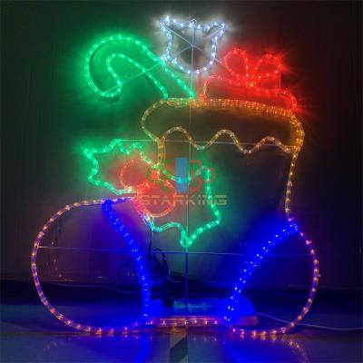 China Commercial Use Christmas Socks 2D Led Rope Pattern Light Halloween Christmas Decoration Light for sale