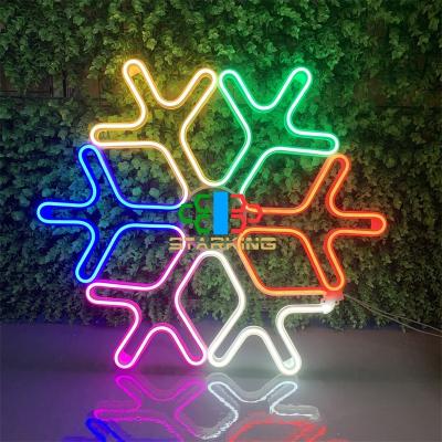 China Commercial Outdoor Use Starking IP65 60*60cm Snowflake LED Pattern Waterproof Neon Light for sale