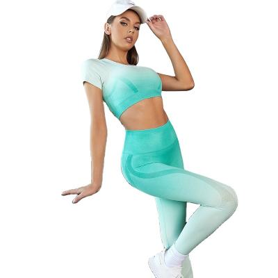 China Customized Logo Yoga Clothing Suit Summer Female Slim Fashion Quick-drying Comfortable Breathable Sportswear for sale