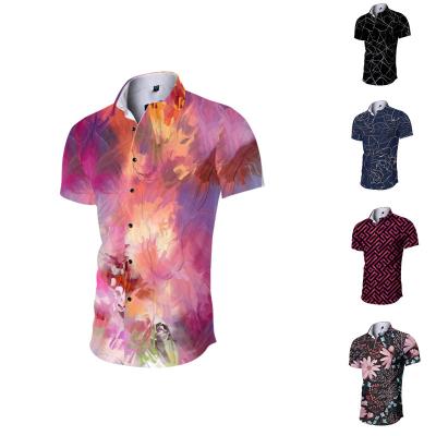 China Anti-pilling 2022 men's digital printing lapel shirt cardigan fashion men's short sleeve shirts street style for sale