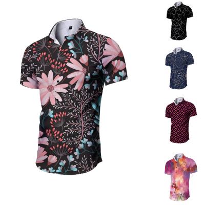 China Casual fashion printed shirt cardigan short sleeve shirt men's clothing new anti-pilling European American men's summer for sale