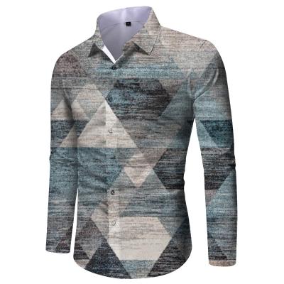 China Fashion Hot Selling Anti-pilling Men's Shirt Creative Digital Printed Long Sleeve Shirt for sale