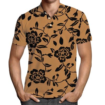 China Anti-Wrinkle Custom Design Floral Collar Polo T-shirt Top Mens Short Sleeve Polo Tee Shirt for sale