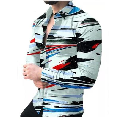 China 2022 spring new style anti-pilling men's casual 3D printing long sleeve shirts for men for sale