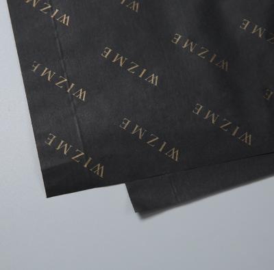 China Recycled Materials Custom Printed 17 Gsm Recycled Black Gold Foil Tissue Paper Packaging For Cosmetics for sale