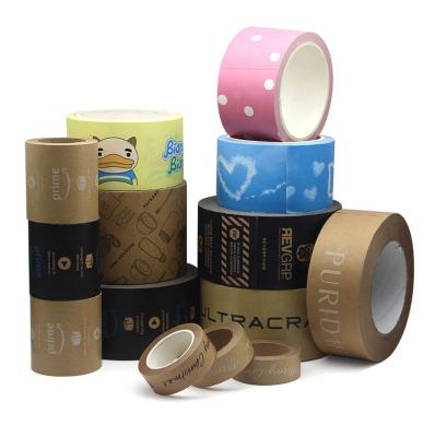 China Waterproof Custom White Kraft Paper Tape With Company Logo for sale