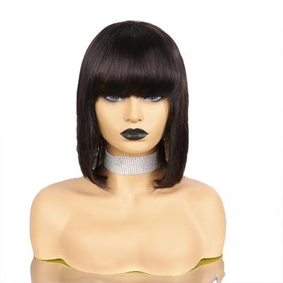 China Short Silky Straight Wave Wigs Hair Lace Front Brazilian Silky Sellers For Black Women Afro Bob Wig Straight Transparent Laced With Bangs for sale