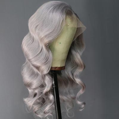 China High Quality Gray Body Wave Human Hair Wig Body Wave Lace Front Wig Pure Transparent Swiss Hair Wig Brazilian Virgin Remy Hair For Women for sale