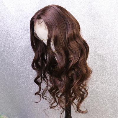 China Hot Sale Virgin Body Wave Wig Brown Color Brazilian Soft 360 Lace Frontal Hair Wig With Baby Hair For Women for sale