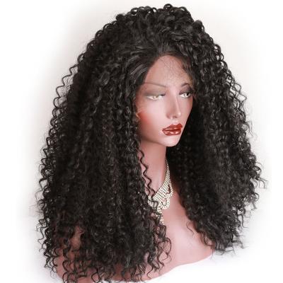 China High Quality Kinky Curly Wig Front Lace Wig Soft Halloween Good Quality Black High Density Curly Synthetic Lace Wig For Pretty Girl for sale