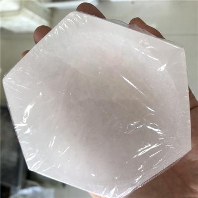 China China Hand Carved Heart Shaped White Gypsum Bowl Selenite Quartz Heart Bowl Ashtray for sale