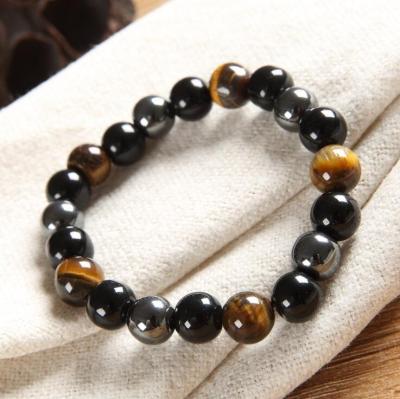 China CLASSIC Handmade Tiger Eye and Hematite and Black Obsidian 10mm Stone DIY Bracelet Jewelry for sale