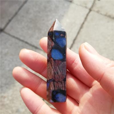 China China Shinning Crystal Point Natural Blue Stone Six Prism Glaucophane Magic Wand Magic Wand Rock for sale