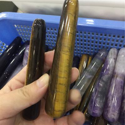 China China Wholesale Tiger Eye Smooth Massage Wands Crystal Healing Stones for sale