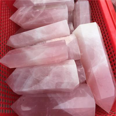 China China Cheap Price Polished Natural Rose Quartz Crystal Point Healing Magic Wands for sale