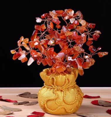 China China Gifts Natural Red Agate Quartz Crystal Gem Money Tree In For Wealth Money Bay Free Shipping for sale