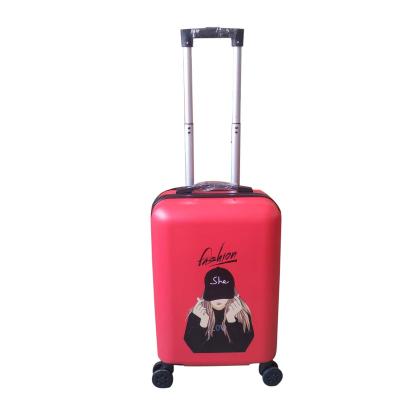 China Compartment bag with elastic cross stip custom cartoon printing cheap ABS plastic travel kids luggage set kids luggage for sale