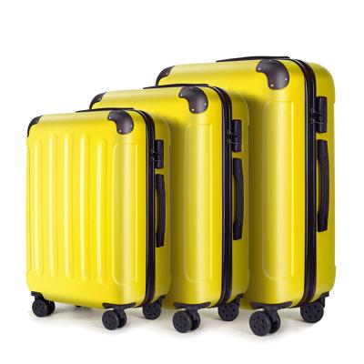 China Compartment bag with factory stip online hot sale ABS to PC elastic cross trolley luggage wholesale suitcase set custom brand fashion travel bag for sale