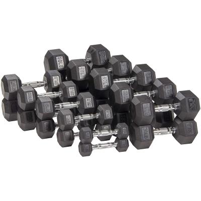 China Universal Cheap Hexagonal Hexagon Fitness Dumbbell Set Gym Dumbbells Hex China Nature Rubber Custom Made for sale