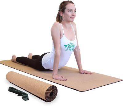 China Cork Tape Custom Logo Eco Friendly High Density Recycle Non Slip Able Natural Cork Yoga Mat for sale