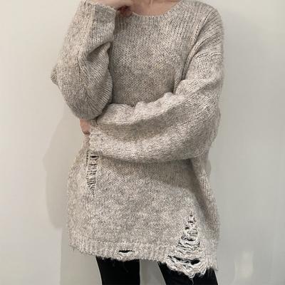 China Custom Wholesale O-Neck QUICK DRY Plus Family Women Knitted Long Sleeve Fuzzy Sweater Pullover for sale