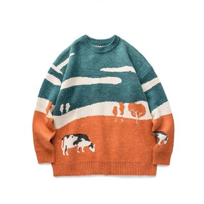 China Small Cartoon Cow Printing Cool Sweater Lovers QUICK DRY Casual Sweater Men's Style for sale