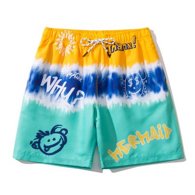 China Anti-Wrinkle Popular Logo Men's Shorts Loose Casual Shorts New Youth 5 Cent Pants Plus Size Beach Pants Print Men OEM Service 100% Polyester for sale