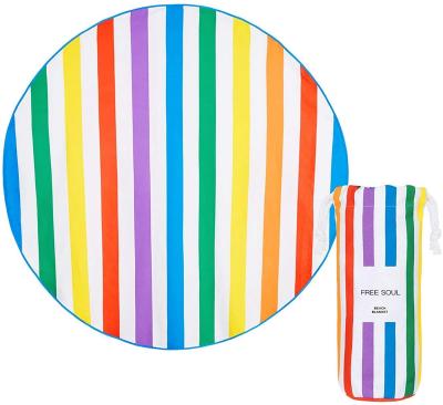 China QUICK DRY FREE SOUL Custom Logo Rainbow Printed Round Towel Absorbent Soft Beach Towel For Outdoor for sale