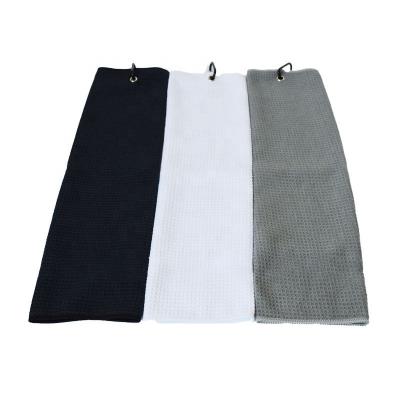 China Customs Fine Workmanship Double Face Microfiber Cleaning Waffle Golf Towel QUICK DRY for sale