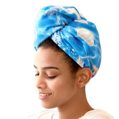 China Luxury Printed Super Absorbent Hot Sale Microfiber Fast Drying Hair Wrap Anti Frizz Hair Turban Towel for sale