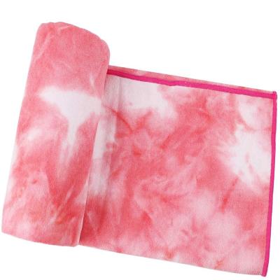 China Customized Microfiber Yoga Towel Tie Dye Super Absorbent Long Non Slip Yoga Towel QUICK DRY For Hot Yoga for sale