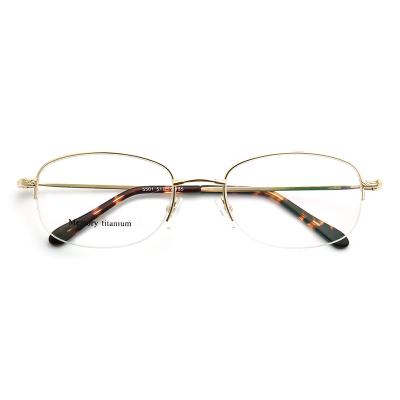 China For Reading Fashion Oval Shape Optical Rim Full Memory Flexible Metal Glass Half Frame for sale