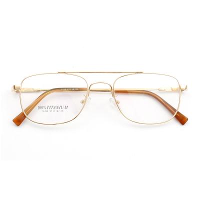 China For Reading Large Full Rim Double Bridges Punk Flexible Memory Metal Glass Frame New Fashion Gold for sale