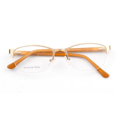 China For Reading Gold Rim Special Temple 2802 High Quality Universal Stainless Steel Glasses Half Frame for sale