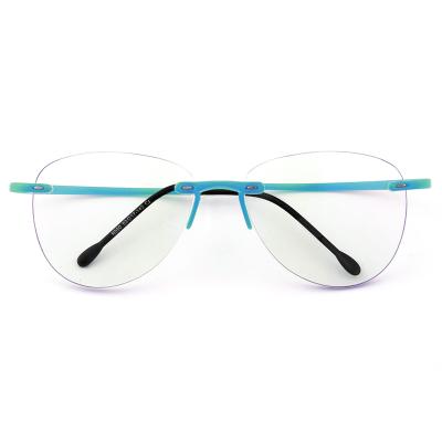 China For Reading TR Wholesale Lightweight Rimless Material Anti-blue Light Optical Glasses Flexible Sight for sale