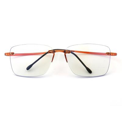 China For Reading Flexible Cool Orange Square Optical TR90 Glass Rimless Blue Light Frame Anti for sale