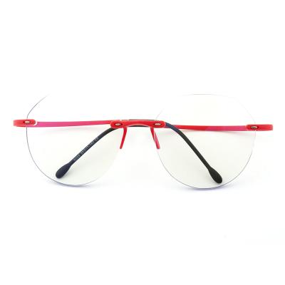 China To Read Fashion Cool Red Polygon Rimless Blue Light Blocking Flexible Optical Frame for sale