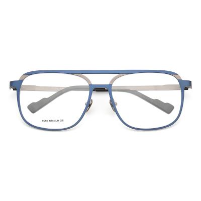 China To Read Square Spectacle Glass Blue Frame Pure Titanium Light Special Glasses Double Bridges for sale