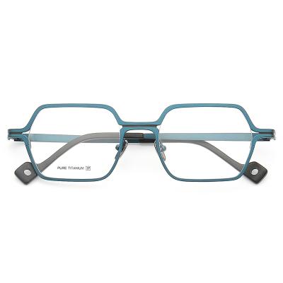 China For Reading Unique Blue Special Titanium Vintage Myopia Optical Square IP Glasses Unisex Frame for sale