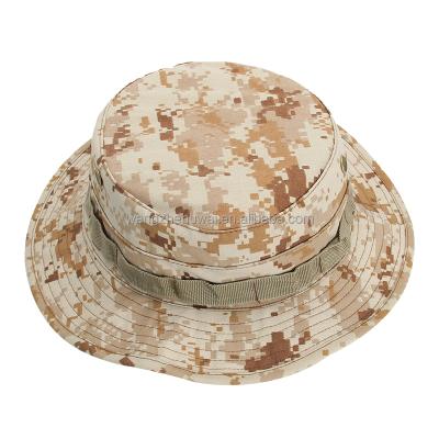 China COMMON Wholesale Custom 100% Polyester Camouflage Bucket Hat With Applique Embroidery Logo for sale