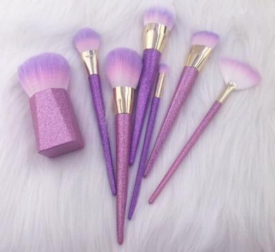 China Angular Blush Unicorn Make Up Brush Set With Bag Glitter Cosmetic Makeup Brush Travel Eco Friendly Set for sale