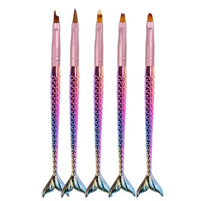 China New Arrival Mermaid Colorful Handle Gel Acrylic Nail Art Brush Set for Manicure Pedicure for sale