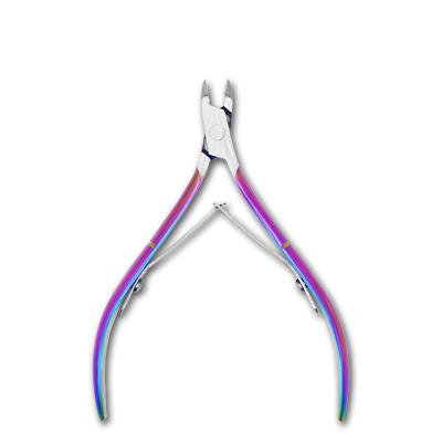 China Nail Art Beauty Professional Stainless Steel Rainbow Nail Tools Tweezers Tools Cuticle Titanium Nail Clippers for sale