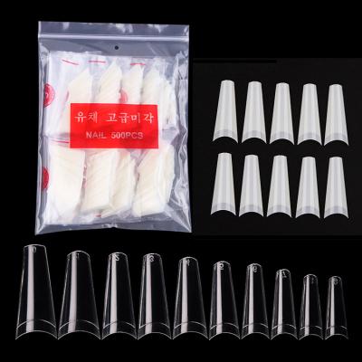 China Factory Wholesale 500pcs French Nail Extension Practice Artificial French Natural Clear Coffin Nail False Tips for sale