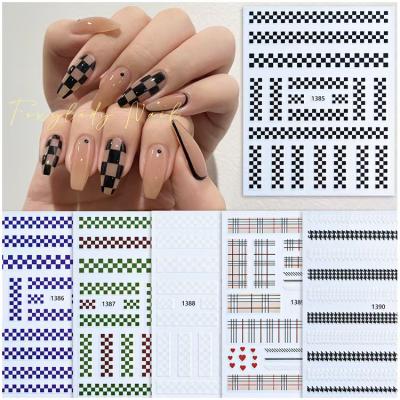 China 2021 New Arrival Chess DIY Nail Stickers Popular Self Adhesive Checkerboard Nail Art Sticker Self Adhesive Nail Art DIY Decoration for sale