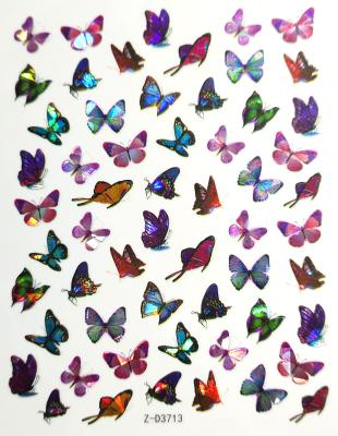 China 3d Nail Art DIY Decoration New Arrival Wholesale Supply Holographic DIY 3D Butterfly Nail Art Sticker Adhesive Nail Decal for sale