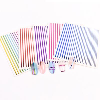 China Multicolors Nail Art DIY Decoration Nail Stickers Gold Laser Silver Strip Line DIY Self Adhesive Self Adhesive Decoration Nail Art Sticker for sale