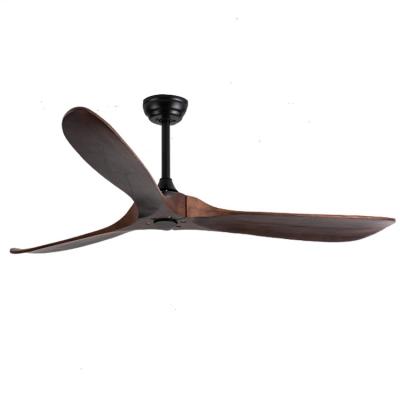 China NO 2021 Hot Sale 3-Wood Blade Ceiling Fan DC Motor Fan 52inch Black Modern Ceiling Fan for sale