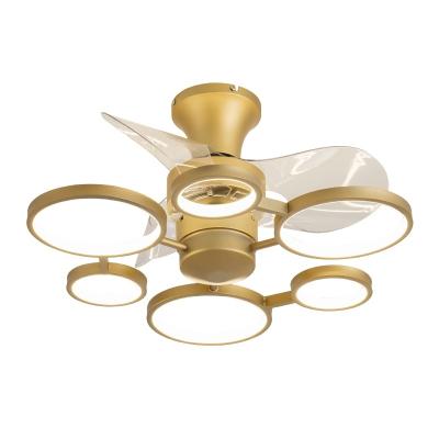 China With Gold Ceiling Fan DC Motor Fan Ceiling LED-54W*2 Double Ring Lamps And Lanterns Light Luxury Aluminum Ceiling Fan for sale