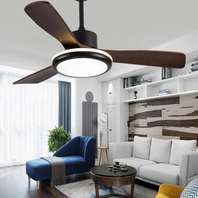 China Low Price Colorful DC Motor 58W Solid Wood 3 Blade Remote Control Ceiling Fan Lower Noise With Light for sale